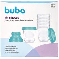 Kit 6 Potes para Armazenar Leite Materno Buba Bebe 180ML Kit 6 Potes para Armazenar Leite Materno Buba Bebe 180ML
