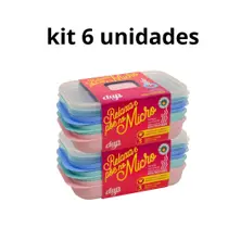 Kit 6 Potes Para Microondas/marmitas Dup Bpa Free Azul-claro Kit 6 Potes Para Microondas/marmitas Dup Bpa Free Azul-claro