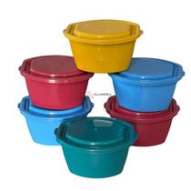 Kit 6 Potes Pequeno Organizador Multiuso Mantimento 0,450 ml Vasilhas Individual Avulso Plastico Cores Variadas