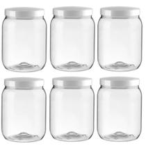 Kit 6 Potes Plástico Bandeirante Tampa Branca 1,7 Litros Kit 6 Potes Plástico Bandeirante Tampa Branca 1,7 Litros