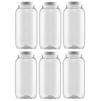 Kit 6 Potes Plástico Bandeirante Tampa Branca 2,7 Litros