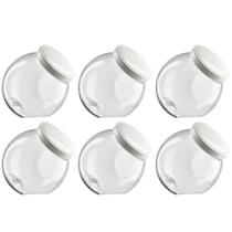 Kit 6 Potes Plástico Bandeirante Tampa Branca Baleiro 500ml