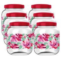 Kit 6 Potes Plástico Porta Mantimentos Organizador Cozinha Bancada 1,4Lt Bolachas Biscoito