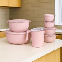 Kit 6 Potes Plastico Redondos Bowl Livre Bpa Jarra C/ Tampa Cor:Rosa Kit 6 Potes Plastico Redondos Bowl Livre Bpa Jarra C/ Tampa Cor:Rosa