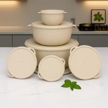 Kit 6 Potes Plastico Redondos Cozinha Armazena Alimentos Bowl Livre Bpa