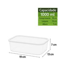 Kit 6 Potes Plástico Retangular Transparente 1000ml Pote para Alimentos Mantimentos
