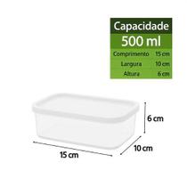 Kit 6 Potes Plástico Retangular Transparente 500ml Pote para Alimentos Mantimentos
