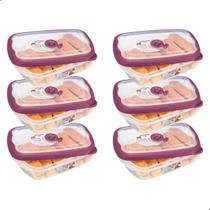 Kit 6 Potes Plásticos Herméticos 1,26L Cor Açaí Sanremo