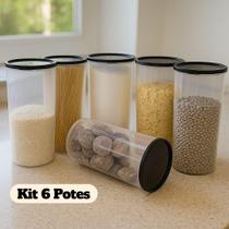 Kit 6 Potes Plásticos Redondos e Transparentes 2,5 litros Cozinha Organização Alimento