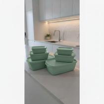 Kit 6 Potes Plásticos Retangulares Herméticos BPA Free Vai ao Microondas e Freezer