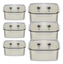 Kit 6 Potes Porta Alimentos Escorredor 800ml E 1500ml 3kam Kit 6 Potes Porta Alimentos Escorredor 800ml E 1500ml 3kam