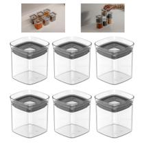 Kit 6 Potes Porta Temperos 150ml Herméticos Empilháveis OU Block Modular Organizador Cozinha condimentos Vedação com Silicone