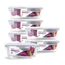 Kit 6 Potes Quadrado Hermético Vidro Grande 1200ml Forno Kit 6 Potes Quadrado Hermético Vidro Grande 1200ml Forno