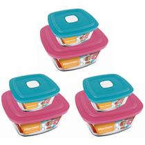 Kit 6 Potes Quadrado Vidro 300ml 500ml Nadir Marinex