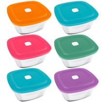 Kit 6 Potes Quadrados de Vidro com Tampa 2L Marinex Facilita Sortidos Tigelas