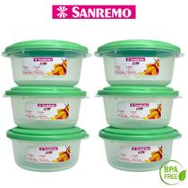 Kit 6 Potes Redondo 530ml Plástico Resistente Organizador de Alimentos Cozinha Alta Qualidade Sanremo - VERDE