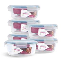 Kit 6 Potes Redondo Vidro Hermético Forno Freezer 950ml