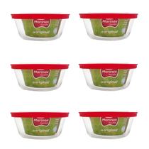 Kit 6 Potes Redondo Vidro Marinex 600ml Tampa Silicone Nadir