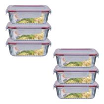 Kit 6 Potes Retangular 4 Travas Marmita Canelado 640ml