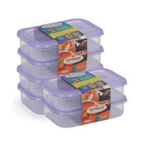 Kit 6 Potes Retangular Raso Tamanho P 500Ml Frios Multiuso