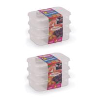 Kit 6 Potes Retangulares Alimentos Transparente 500ml Kit 6 Potes Retangulares Alimentos Transparente 500ml