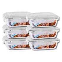 Kit 6 Potes Tampa Hermetica 4 Travas Retangular Vidro 640ml Kit 6 Potes Tampa Hermetica 4 Travas Retangular Vidro 640ml