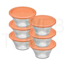 Kit 6 Potes Tigela Saladeira de Vidro com Tampa Venezza Espiral 1,5L Vitazza: Para Servir e Organização de Cozinha e Geladeira Opção Sustentável