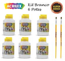 Kit 6 Potes Tinta T. Guache Acrilex Branco 250ml Oferta !