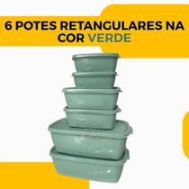 Kit 6 Potes Tipo Tupperware Retangulares Armazenamento Marmita Freezer/Micro-ondas Sem BPA Kit 6 Potes Tipo Tupperware Retangulares Armazenamento Marmita Freezer/Micro-ondas Sem BPA