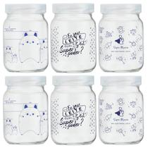 Kit 6 Potes Vidro Armazenar Leite Materno Decorados 360 Graduação 200ml