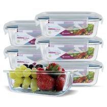 Kit 6 Potes Vidro Hermético Retangular 370ml Papinha Pequeno