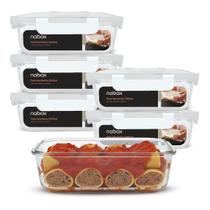 Kit 6 Potes Vidro Hermético Travas Premium Resistente 1040ml