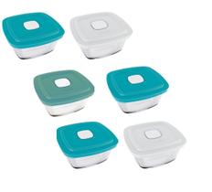 Kit 6 Potes Vidro Marinex Facilita Vap Quadrado 1 Litro