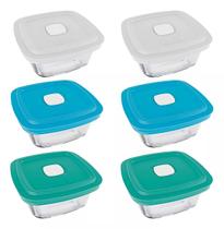 Kit 6 Potes Vidro Marinex Facillita 1L Quadrado Cor Sortida