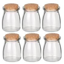 Kit 6 Potes Vidro Potinhos Com Tampa Rolha Cortiça 110ml Porta tempero Condimentos
