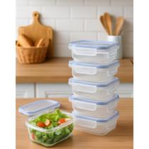 KIT 6 Potes Vidros Retangulares Herméticos Marmitas Mantimentos 4 Travas 330 ML KIT 6 Potes Vidros Retangulares Herméticos Marmitas Mantimentos 4 Travas 330 ML