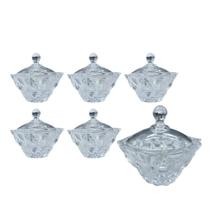 Kit 6 Potiche Baleiro Bomboniere Vidro Doces Com Tampa 245Ml