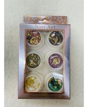 Kit 6 Potinhos Pedras Enfeites Para Decoração De Unha