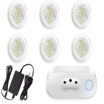 Kit 6 Power Led 5w 3000k Abs Branco + Fonte + Tomada Wifi