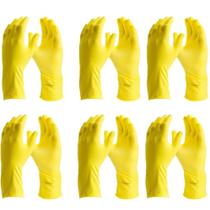 Kit 6 pr Luva Latex Amarela Medix Silverix MBRPró Limpeza Uso Doméstico Banheiro Lavar Multiuso Epi