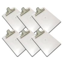 KIT 6 Prancheta A4 Acrílica Transparente Cristal C/ Prendedor Metal
