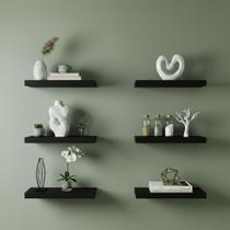 Kit 6 Prateleiras 30cm MDF Preto Nicho Sala Quarto Banheiro Kit 6 Prateleiras 30cm MDF Preto Nicho Sala Quarto Banheiro