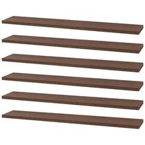 Kit 6 Prateleiras 60 x 15cm Nogal Suporte Invisível