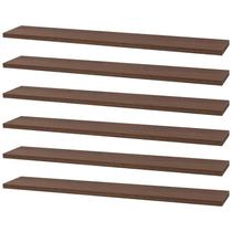 Kit 6 Prateleiras 70 x 10cm Nogal Suporte Invisível