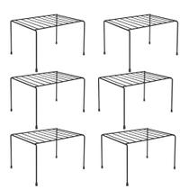 Kit 6 Prateleiras Aramadas Multiuso Organizadores de Armário Cozinha 27cm Preto Pequeno Utimil