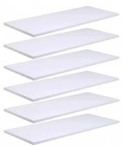 Kit 6 Prateleiras Decorativas 50x15 cm MDF Branco para Parede Sala Quarto Cozinha Escritório Kit 6 Prateleiras Decorativas 50x15 cm MDF Branco para Parede Sala Quarto Cozinha Escritório