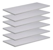 Kit 6 Prateleiras Mdf 55x10cm Branco Nicho Livros Revista