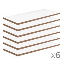 Kit 6 Prateleiras MDF Decorativa 50x25x1,5 Branco - Firenze