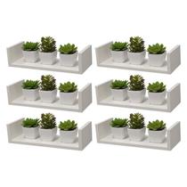 Kit 6 Prateleiras U 40 x 15cm Branca Suporte Invisível