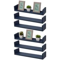 Kit 6 Prateleiras U 50 x 10cm azul Suporte Invisível